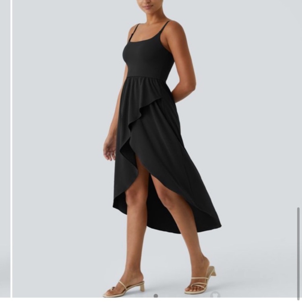 Halara Black Breezeful High Low Dress NEW
